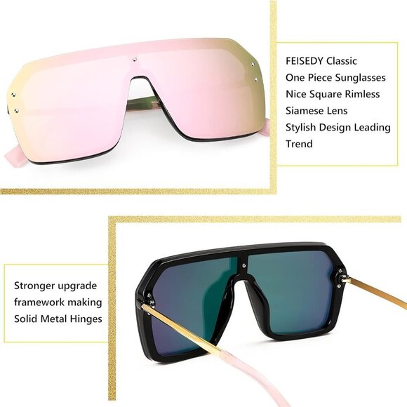 Sunglasses Frameless UV400 Stylish Retro Women Men Pool Beach Drive main image 8